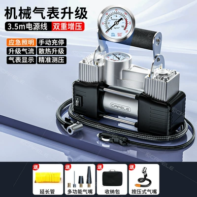 Cross-Border New Model Car-Mounted Hava nasosu - kaffe-le-silver-double-cylinder-pointer-a-package