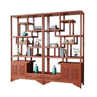 Solid Wood Antique Shelf, Multi-Treasure Cabinet, Chinese Bookshelf, Office Shop Partition Rack, Tea Cabinet, Ornament Rack, Display Cabinet