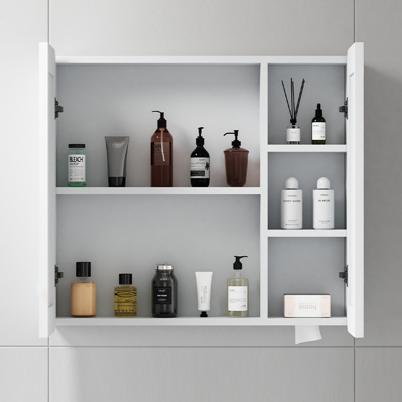 Engrosamiento espacio de aluminio espejo de baño gabinete inteligente belleza separada rejilla arco anti-colisión táctil inodoro tejido agujero inodoro