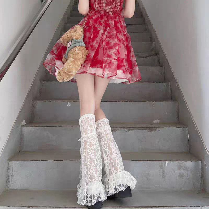 Y2kレースlolitaスタッキングソックス夏亜比風文化星ストラップ足カバー甘いクールなギャル靴下カバー|undefined