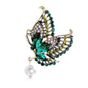 Retro high-grade alloy diamond brooch elegant elegant butterfly design pin female personality anti-exposure Accessories Wholesale