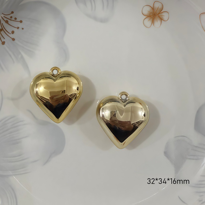 Chapado en oro y plata para proteger el color de la superficie brillante de acrílico melocotón amado colgante en forma de corazón pulsera manual collar de clavícula juguete DIY image 38