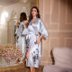 Cross-border Plus Large Size Pajamas Women's Fashion Casual Loose Printed Pajamas Women's Long Silk WP3429