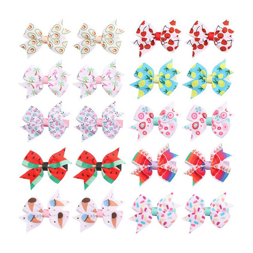 90505 Windmill Butterfly Hair Clip Tropical Fruit Print Side Clip Headwear Full Covered Cloth Hair Clip Children's Hair Clip