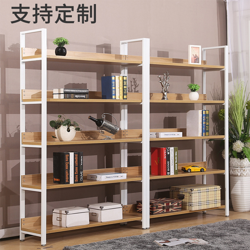 超市钢木陈列货架加厚落地多层板置物架产品样品化妆品展示架书架|undefined