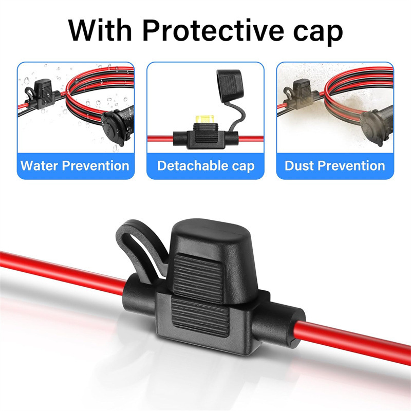 12V/24V固定自動車シガレットソケット延長線20aヒューズ付き防水シガレットソケット|undefined