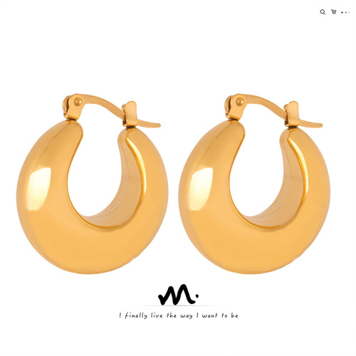 Euro-American Cross-Border New Fashionable, Unique, and Elegant Light Luxury U-Shaped Titanium Steel Earrings—Niche Design Jewelry for Women