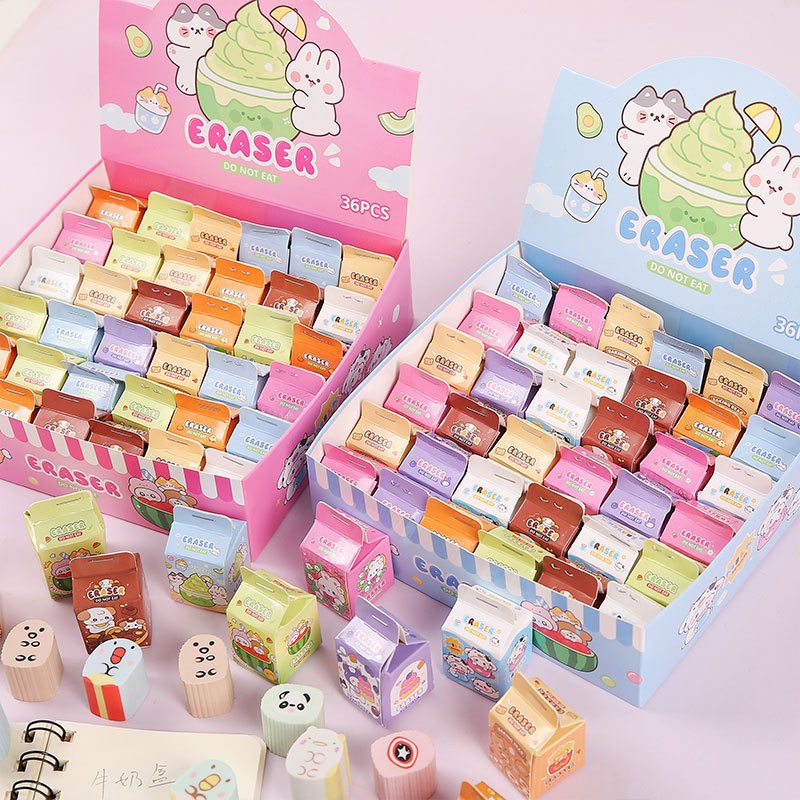 Cartoon Eraser Milk Blind Box Kindergarten Prize Student Cute Prize Student Stationery Supplies Children's Gift