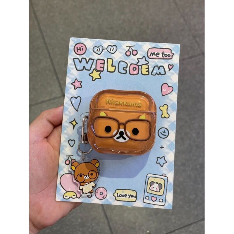 Cute Glasses Rilakkuma Case for AirPods Pro 1st, 2nd, 3rd, 4th Generation Apple Bluetooth Protective Earphone Cover Cute Glasses Rilakkuma Case for AirPods Pro 1st, 2nd, 3rd, 4th Generation Apple Bluetooth Protective Earphone Cover