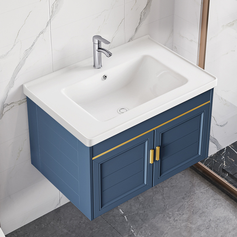 Balcón lavabo montado en la pared pequeño apartamento baño casa lavabo gabinete combinación de cerámica lavabo integrado