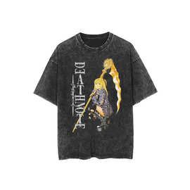 2025跨境Printed Streetwear Vintage Washed T-shirt 水洗男款短