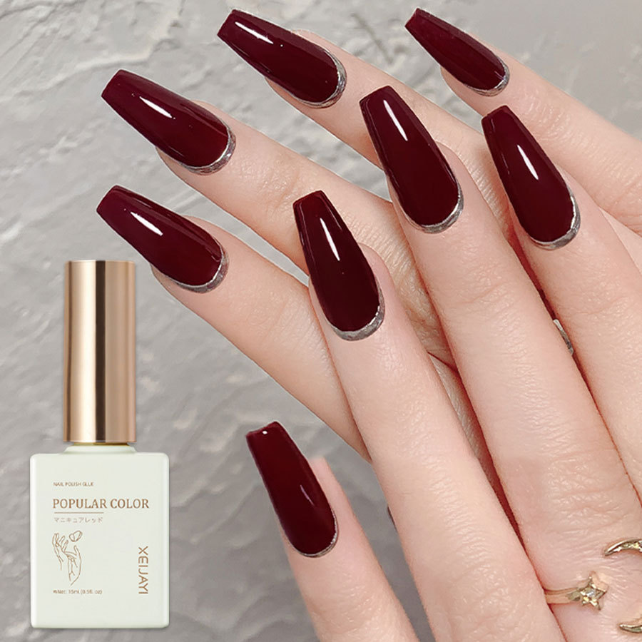 2023 new white wine red nail polish glue nail polish nail polish for shop opening long-lasting firm Nail Polish glue