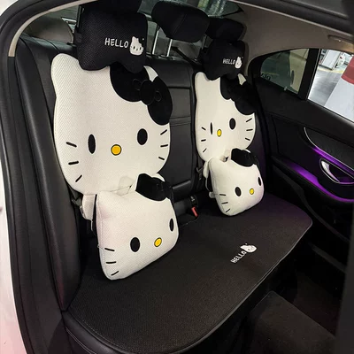 cool linen breathable non-slip cartoon | Seat cushion, seat cover - black-and-white-kt-rear-seat-seven-piece-luxury-set