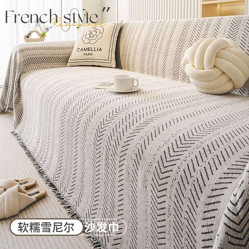Cuatro estaciones antideslizante general de tela de sofá estilo medieval estilo francés simple cojín recto sofá toalla cubierta