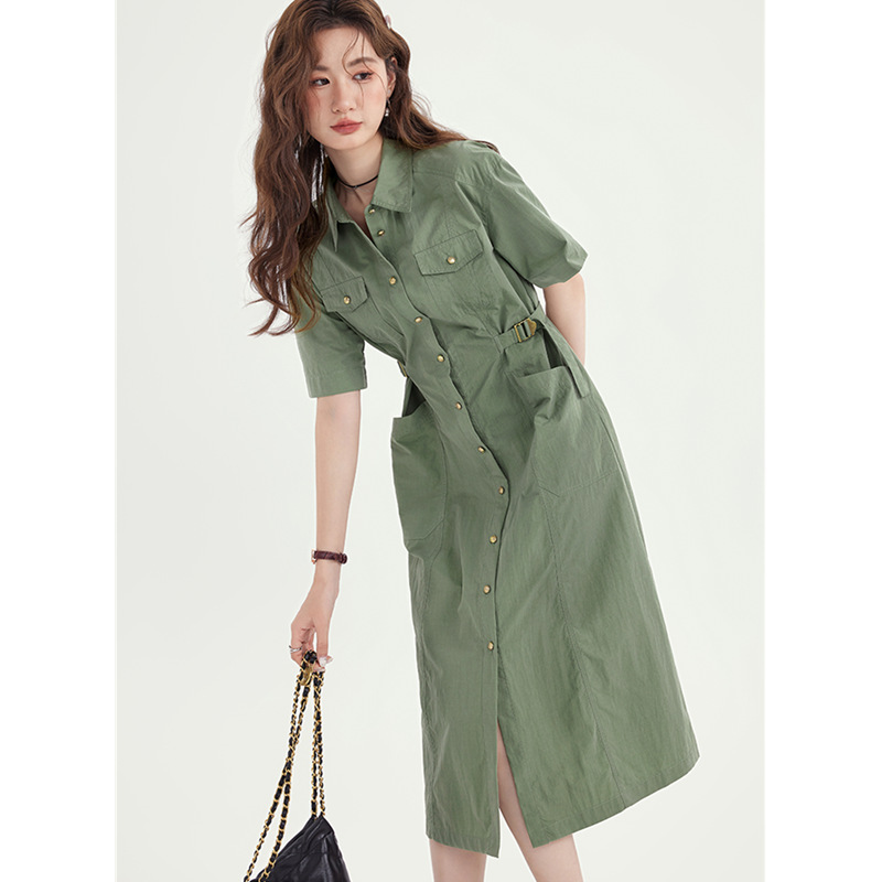 French High-End Workwear Dress for Women in Summer, Large Size, Fat Waist, Slimming, Flesh-Covering, Versatile and Elegant Long Skirt