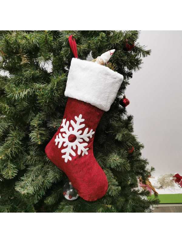 新しいクロスボーダークリスマス赤と白の靴下ヘラジカ刺繍クリスマス靴下クリスマスギフトクリスマスペンダント装飾スノーフレークスタイル|undefined