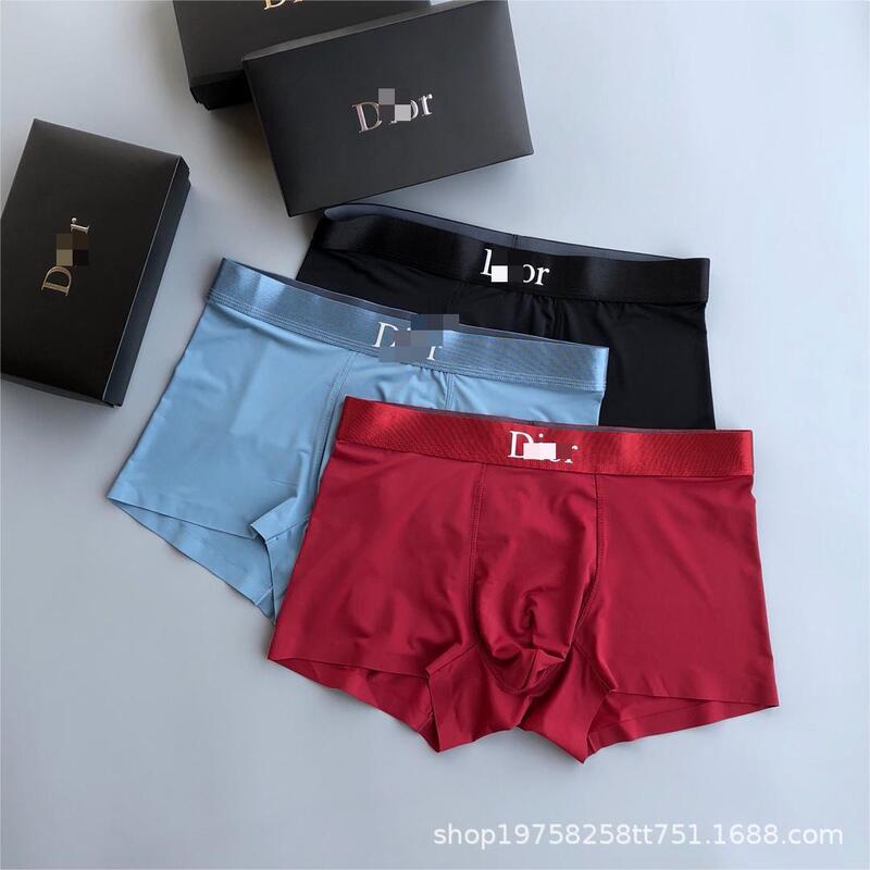 Di Gift Box Underwear Wholesale Men's European and American Breathable Silky Seamless Ice Silk Classy Boxer Briefs Export Batch Boxers Di Gift Box Underwear Wholesale Men's European and American Breathable Silky Seamless Ice Silk Classy Boxer Briefs Export Batch Boxers