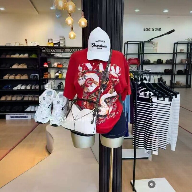 Cross-Border 230g Heavyweight Pure Cotton Short-Sleeve T-Shirt for Women, New Summer Style with Cartoon Print, Loose Fit, Versatile Trendy Brand Top