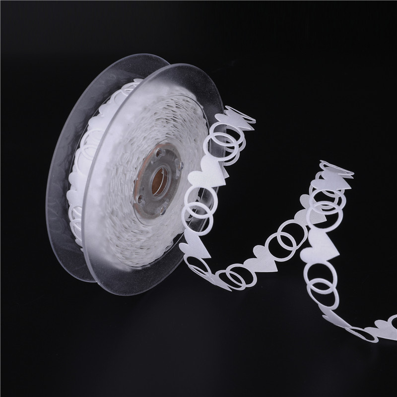 Amazon doble anillo amor cinta relieve boda escena decoración flores regalo poliéster cinta de raso