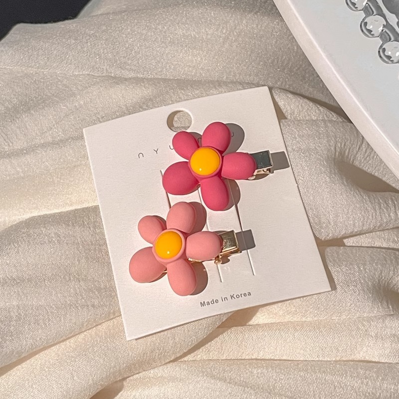 Flores rosadas pinzas de cabello 2025 nueva dulce frente lateral de la mujer frange pinzas de cabello rotas lindas pinzas de boca de pato sin marcas