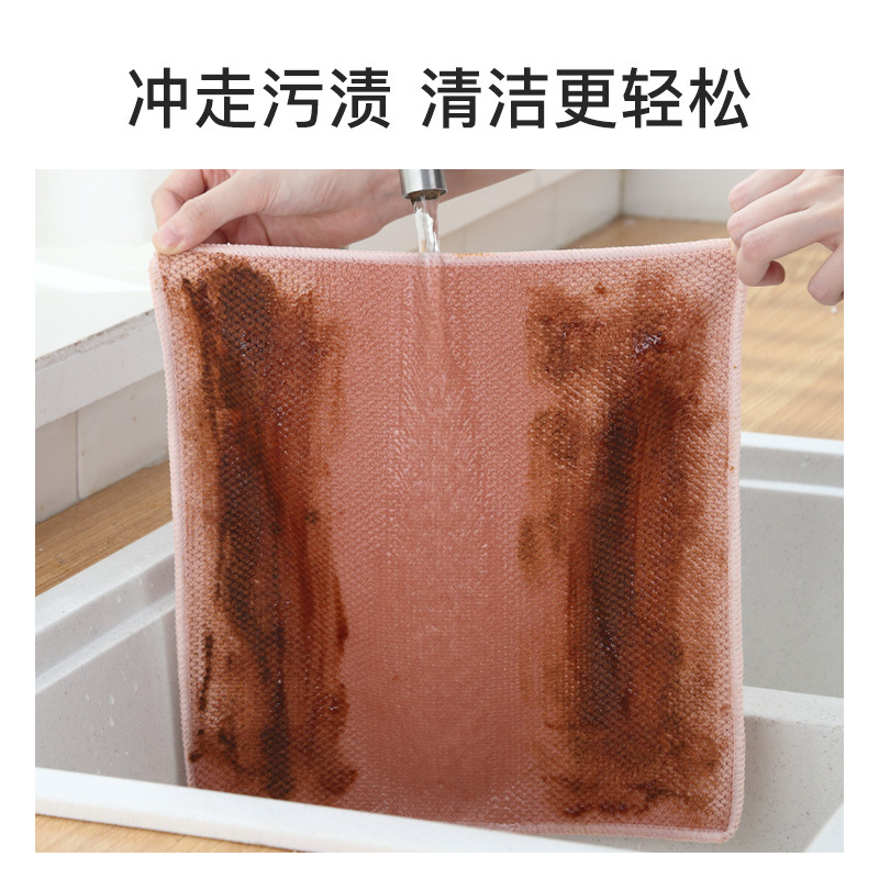 Grano de maíz microfibra estropajo personalizado plato de tela muebles paño de limpieza absorbente descontaminación cocina trapo al por mayor