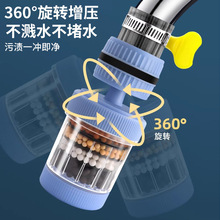 增压水龙头过滤器可旋转防溅水龙头净水厨房花洒喷头拆洗万能接头