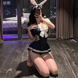 情趣内衣纯欲禁欲系紧身制服免脱开裆紧身衣女开档连体衣qqny代发