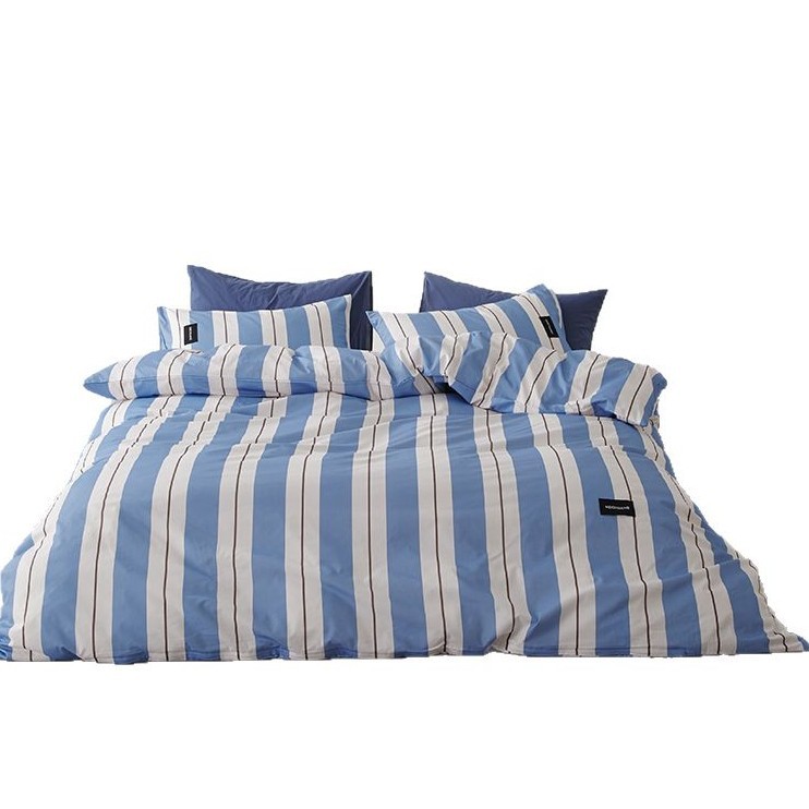Pure Cotton Striped Bedding Set Simple Duvet Cover And Sheets_voghion.com