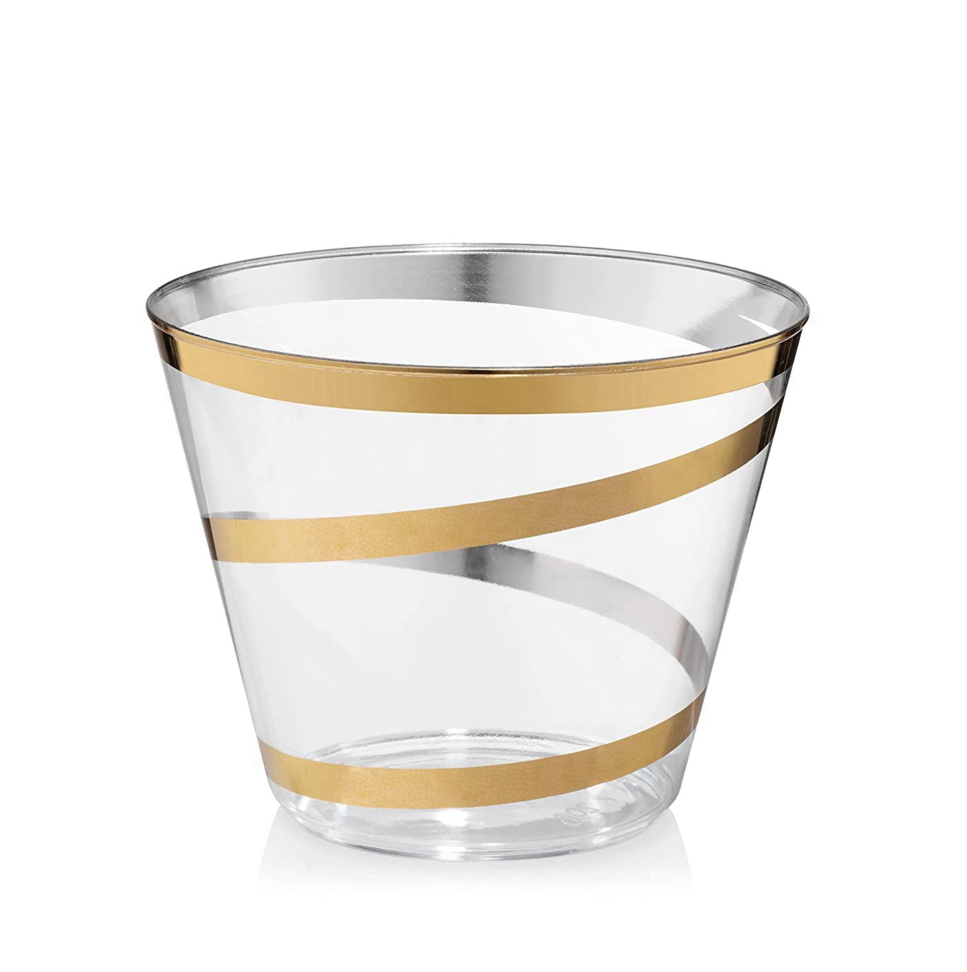 9oz oro patrón espiral plástico vino desechable taza comida occidental bebida aire PS Copa