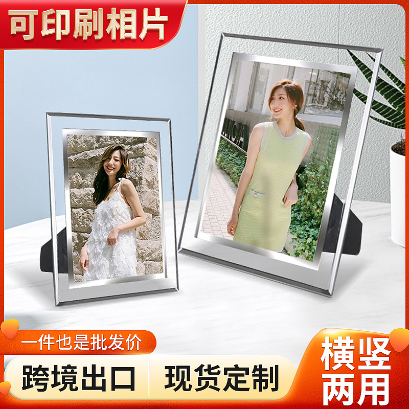 Crystal Glass 6inch A4 Photo Frame Table High-End 8-Inch 5inch 10inch Advertising Photo Frame Photo Empty Frame Customization