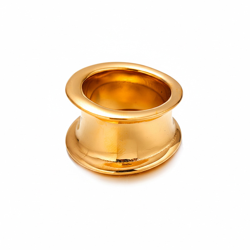Tina Europa y los Estados Unidos transfronterizos acero inoxidable chapado en oro 18k anillo de fluido de lava geométrico nicho joyas de alta calidad al por mayor