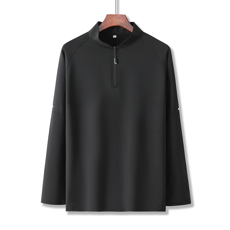 Otoño e Invierno nueva Camiseta deportiva media cremallera de manga larga superior cuello alto fitness ropa de secado rápido correr ropa de entrenamiento transfronterizo