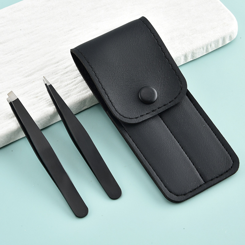 新款眉毛夹套装胡须眉夹眉毛刀腋毛白头发拔胡子男式镊子皮套通用