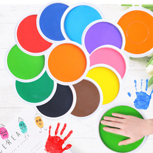 Children's Finger Painting Palm Ink Pad Environmentally Friendly Paint 12-Colorful Sponge Ink Pad Primary School Students Colorful Painting Gold Ink Pad