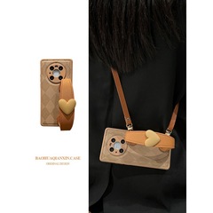 Stylish Diamond-Quilted Heart-Shape Wristband Compatible with Huawei Mate 50 Phone Case, P50 Crossbody Design, Mate 40, Honor 70 (for Women), Trendy P40