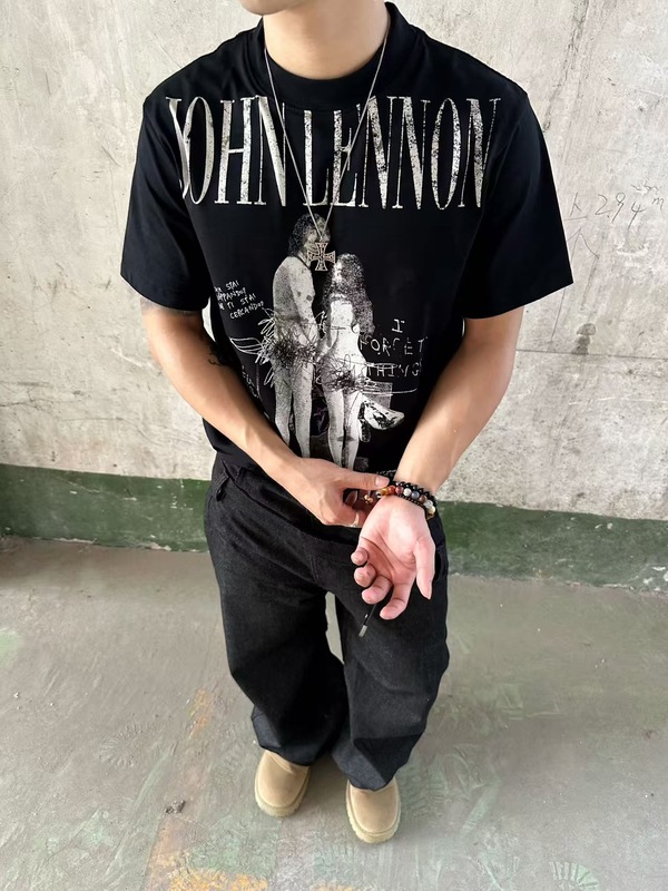 EME メンズ 25ss アートラバー プリント スモールネックライン ソロナ クール半袖Tシャツ クリーンフィット トレンド|undefined