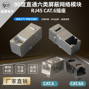 Factory supply 90 degrees over six direct shielding information network cable RJ45cat6 computer docking module