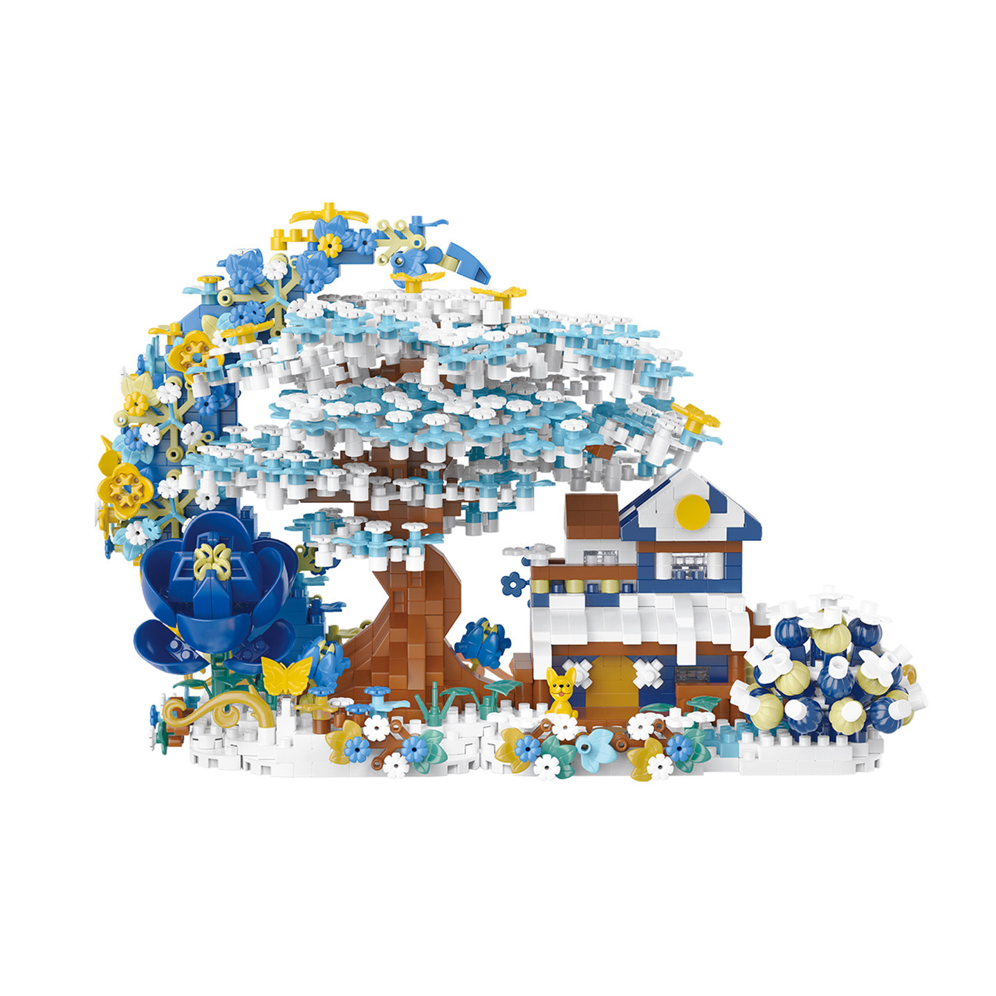 Nuevos productos transfronterizos Casa del árbol de cerezo paisaje de la calle ensamblaje bloques de construcción Luna flor puzzle modelo de decoración Juguetes de puzzle para niños