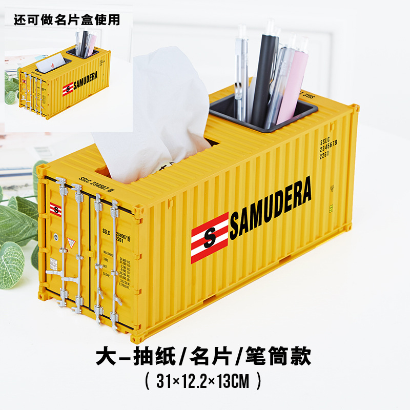 Modelo de contenedor de logística portuaria, juguete con logotipo, patrón de color, transporte de mercancías, regalo de escritorio, adorno, caja de almacenamiento para pañuelos