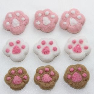 Wool Felt Stamped Finished Product, Handmade Multi-Color Cat Claws, Cute Jewelry Accessories, Pendant