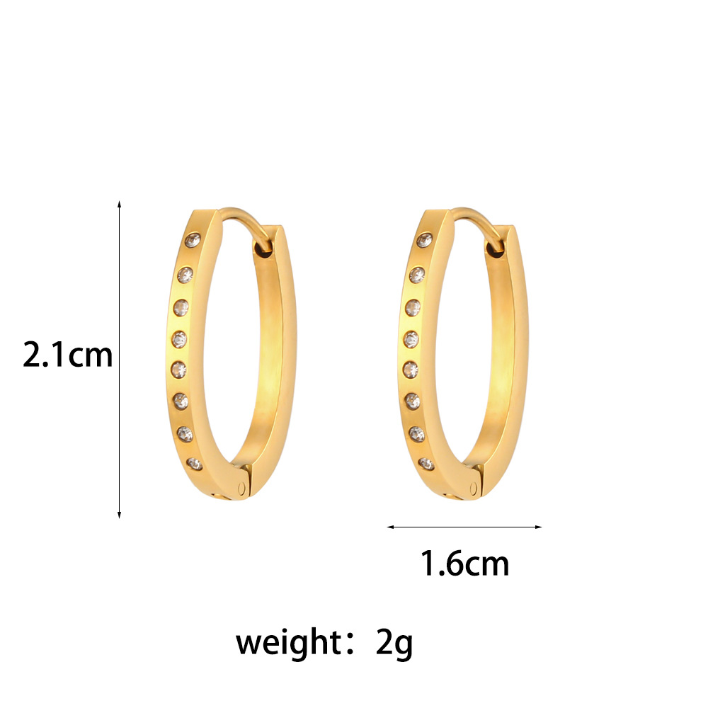 Title 3, Orecchini ovali da donna in acciaio inox con zi...