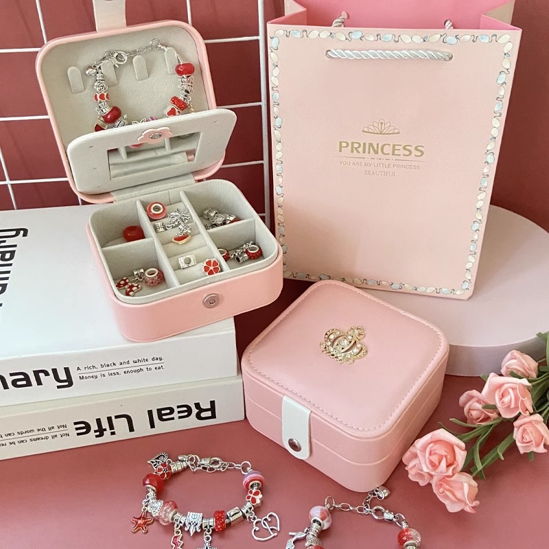 [크라운 버전 업그레이드] 레드 DIY 팔찌 세트 [이중 보석 보관함 + 선물 가방 보내기]]