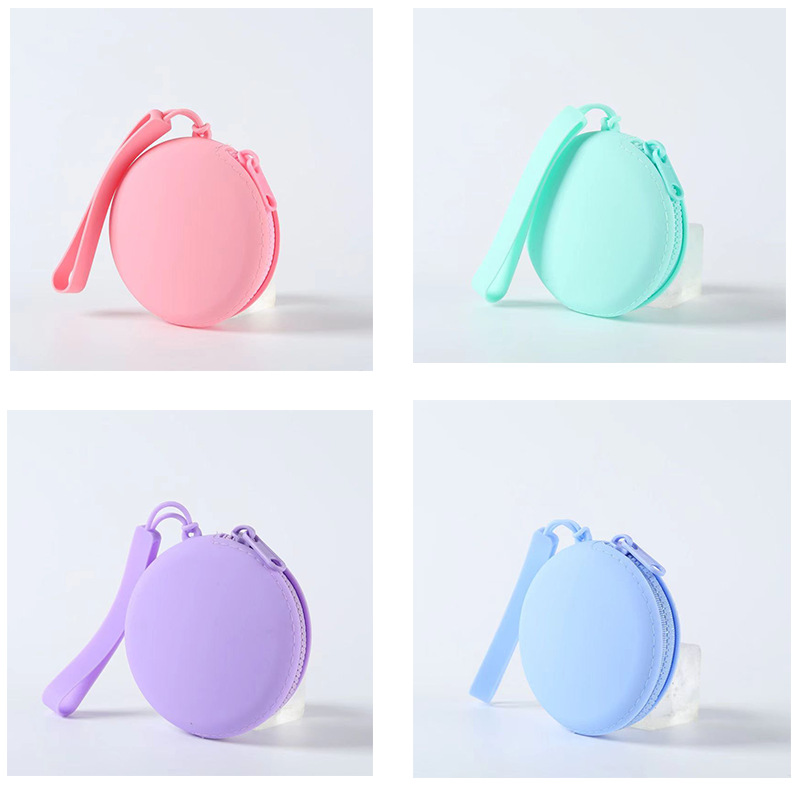 Cross-Border Silicone Children's Coin Purse, Women's Earphone and Necklace Storage Bag, Waterproof and Dirt-Resistant Ear Accessories Round Storage Bag