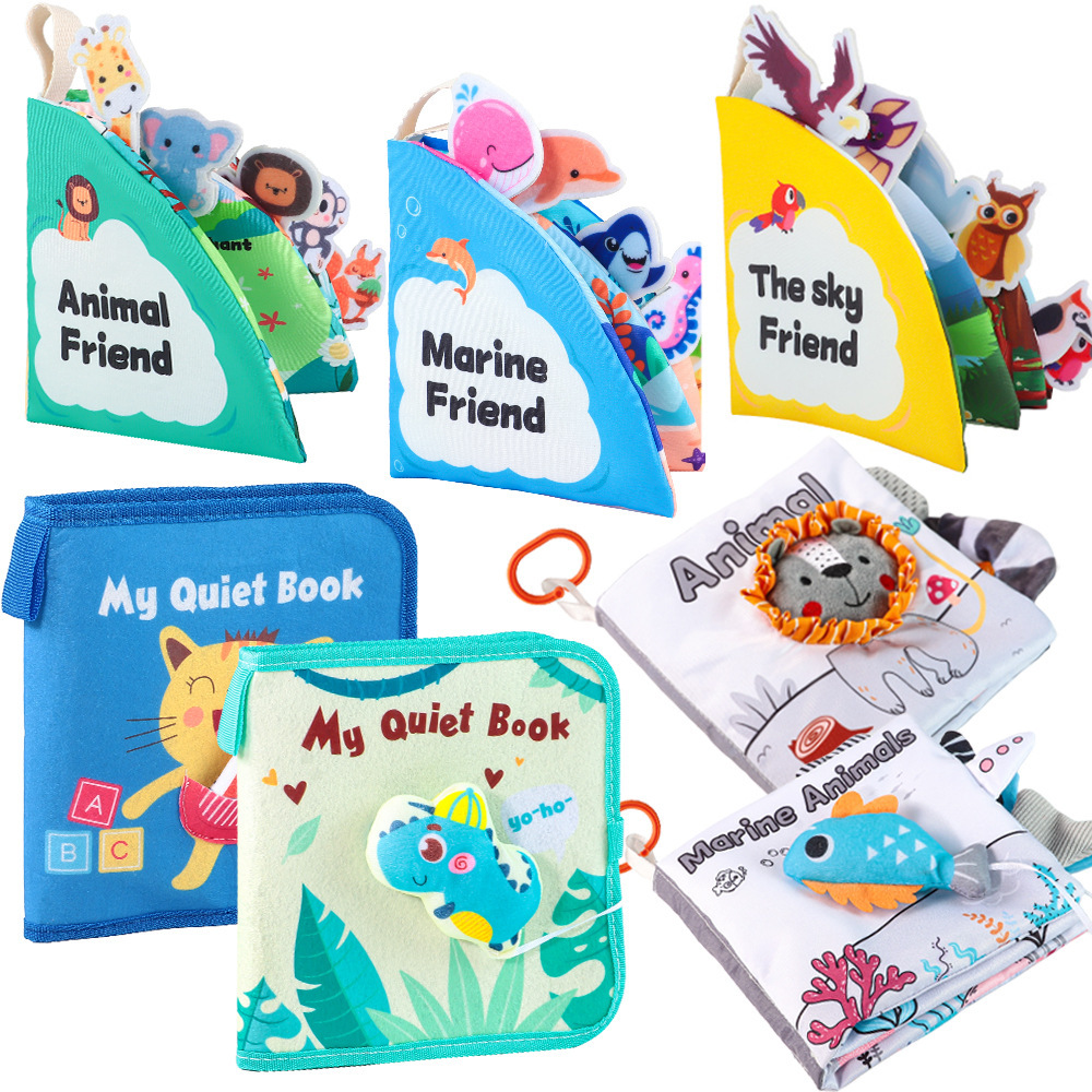 Libro de tela para bebés Velcro desgarrador libro animal marino libro tridimensional roedor infantil libro de tela de educación temprana libro de palma