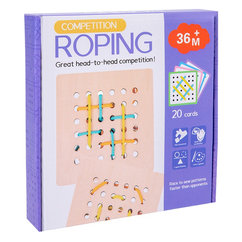 Montessori educación temprana niños doble patrón de batalla cuerda juego ejercicio bebé mano-ojo coordinación capacidad juguetes educativos