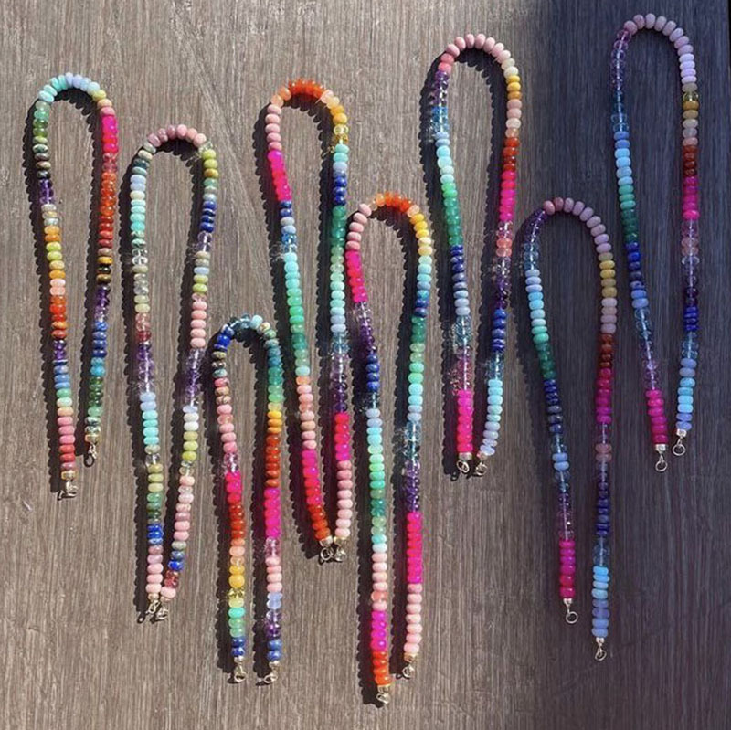 200g Weight Necklace Classification 304 Stainless Steel Chain Material 1 Piece Quantity Casual Occasion natural stone Material Geometric Pattern Women's Gender Sweet Style Beaded Craft 1 Piece Sweet Geometric Natural Stone 304 Stainless Steel Necklace 19