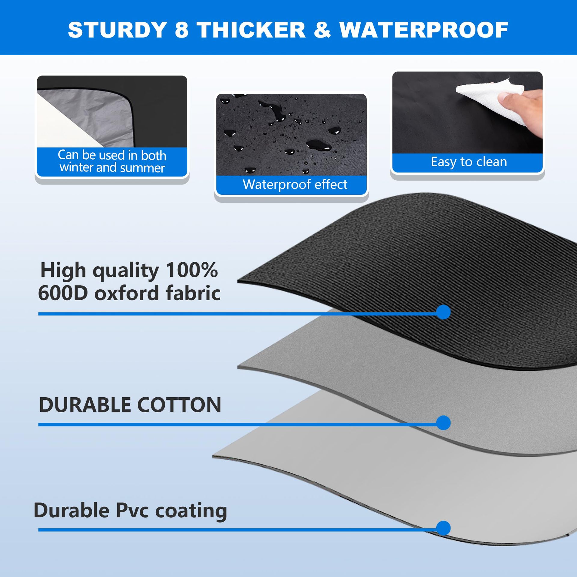 Cross-Border Car Snow Cover, Anti-Frost Cover, Magnetic Suction, Thickened and Enlarged Snow Shield, Front Windshield Car Sunshade, Sun Block