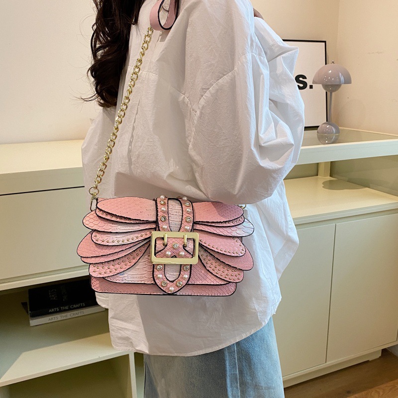 Bolso de cadena de comercio exterior transfronterizo 2025, otoño nuevo colorido bolso de hombro mariposa de mujer, bolso de mochila dorado brillante con diamantes