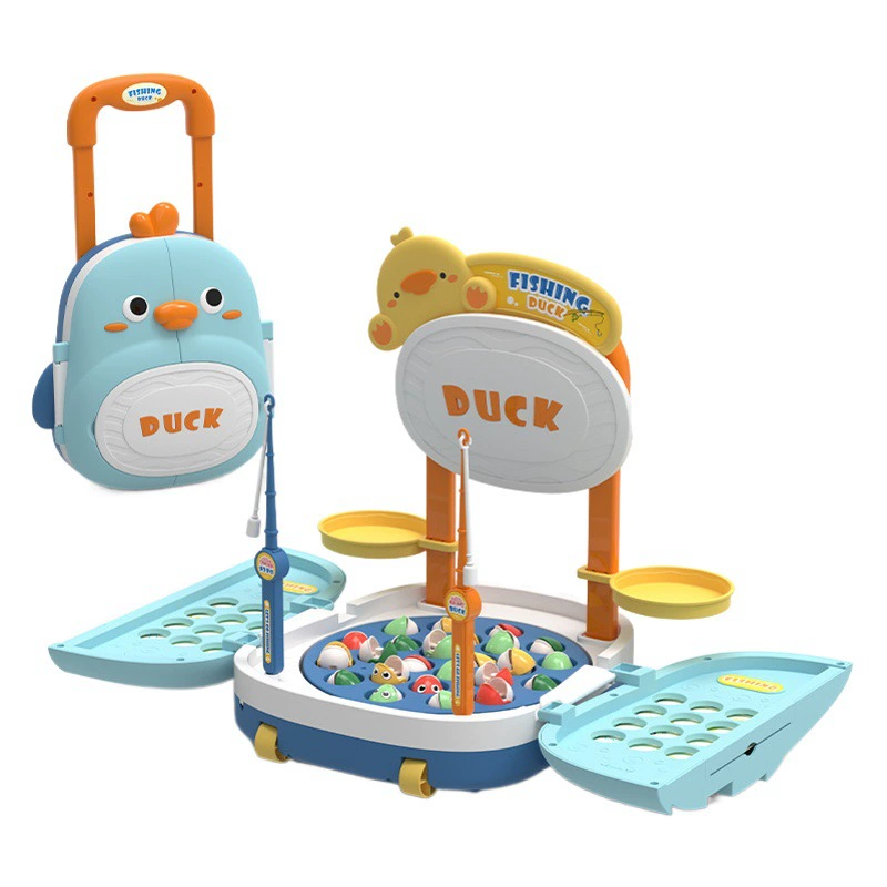 Трансграничный милый утиный чехол для электрической рыболовной тележки, Детская игра для раннего развития, многофункциональная Магнитная вращающаяся игрушка для рыболовного стола