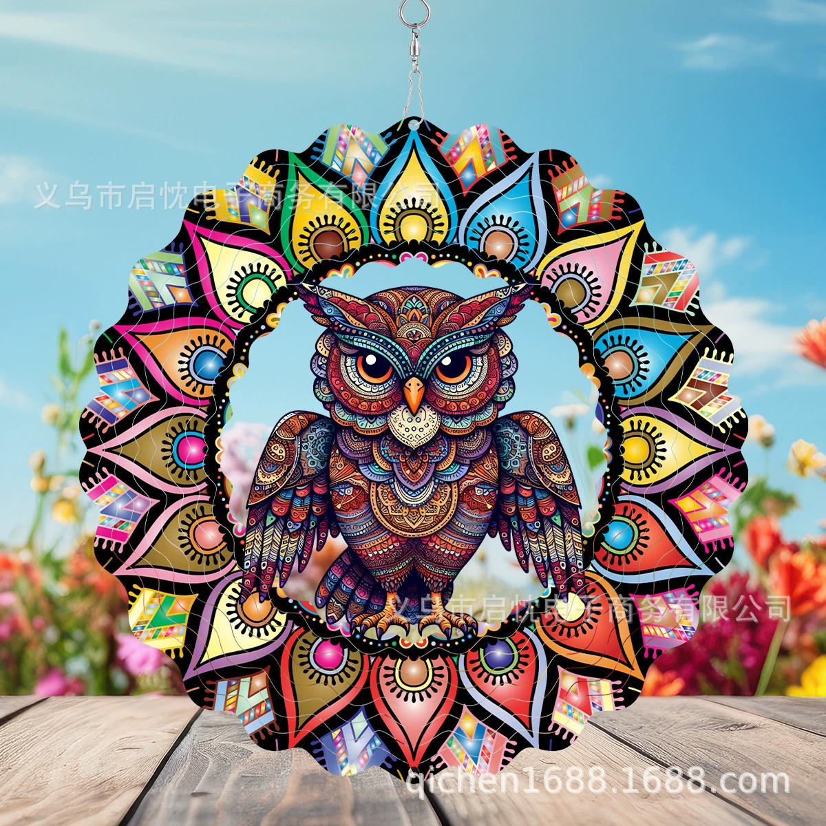 Трансграничный взрыв металлическая сова ветряный вращение 3D динамический вращающийся колокол декоративный металлический ветряная мельница подвеска